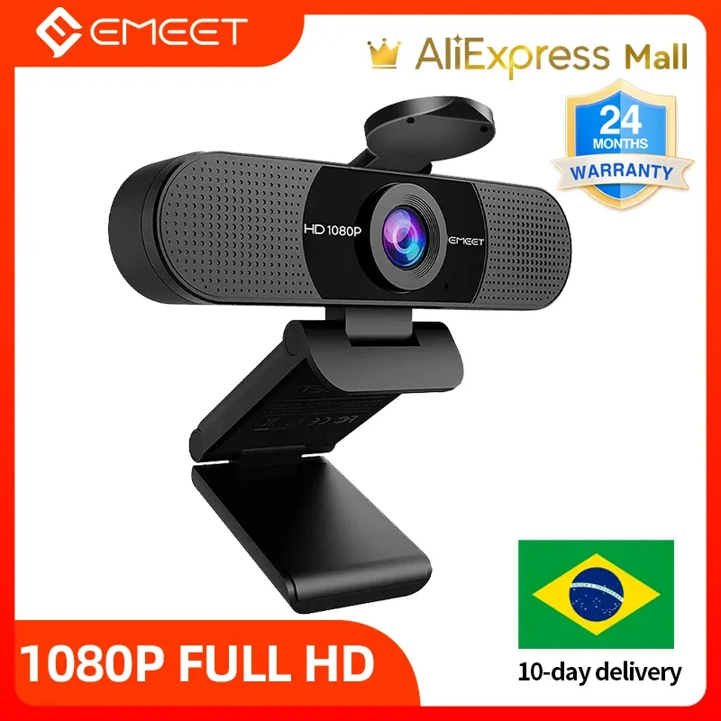 [ Do Brasil ] Webcam Emeet 1080p Full Hd Com Microfones, Streaming De Computador Usb, Usado Para Pc Zoom, Desktop, Laptop, Reunio De Vdeo